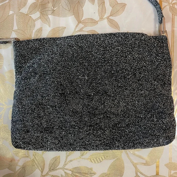 XOXO Gray Silver Bag Logo on Top Womens Zipper Lurex evening Bag - Picture 3 of 7